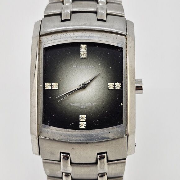 Armitron Men's Watch Black Dial 7.5" WORKING MISSING CRYSTAL SELLING FOR PARTS - Picture 2 of 12